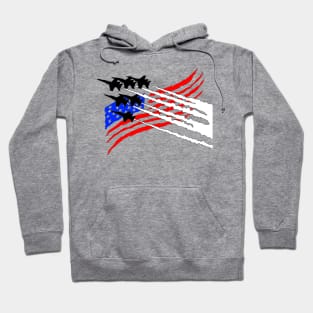 F18 Hornets flying across American Flag Hoodie